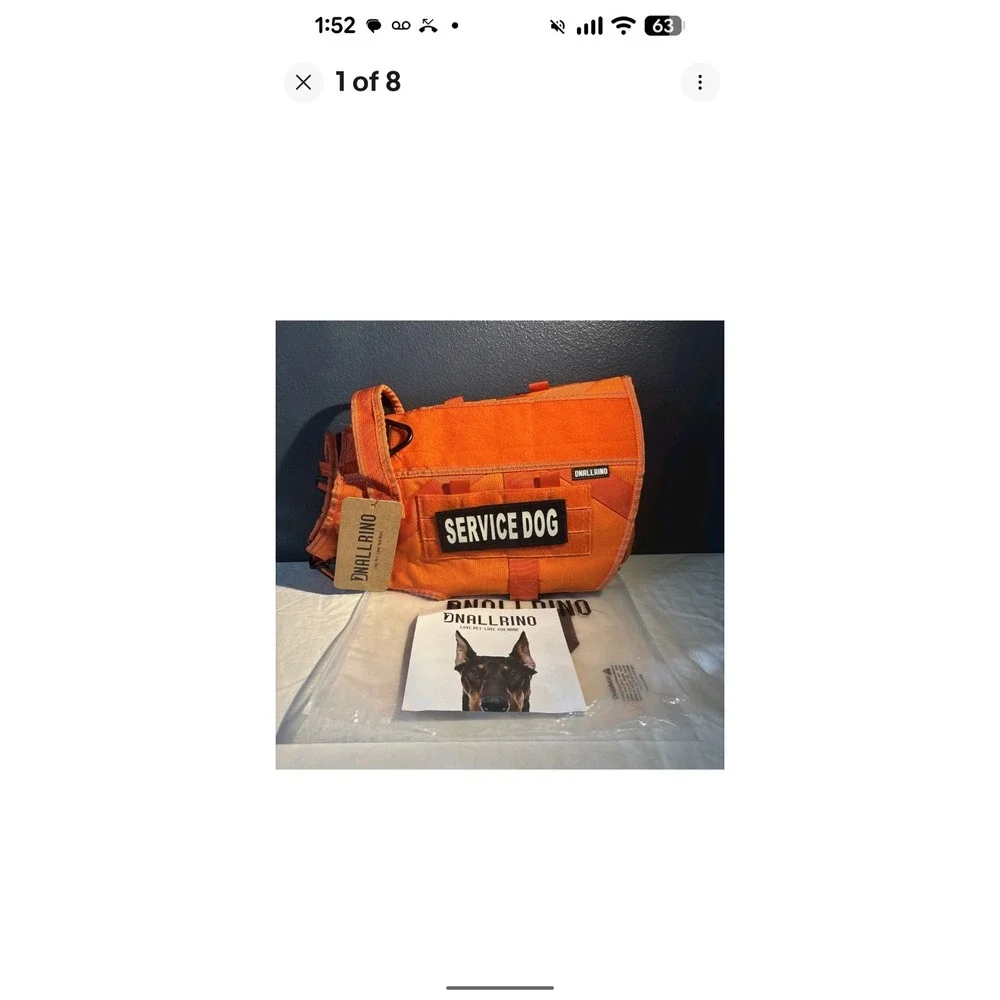 DNALLRINO Tactical Dog Harness Vest Dogs, Adjustable Military Pet Orange XL NEW